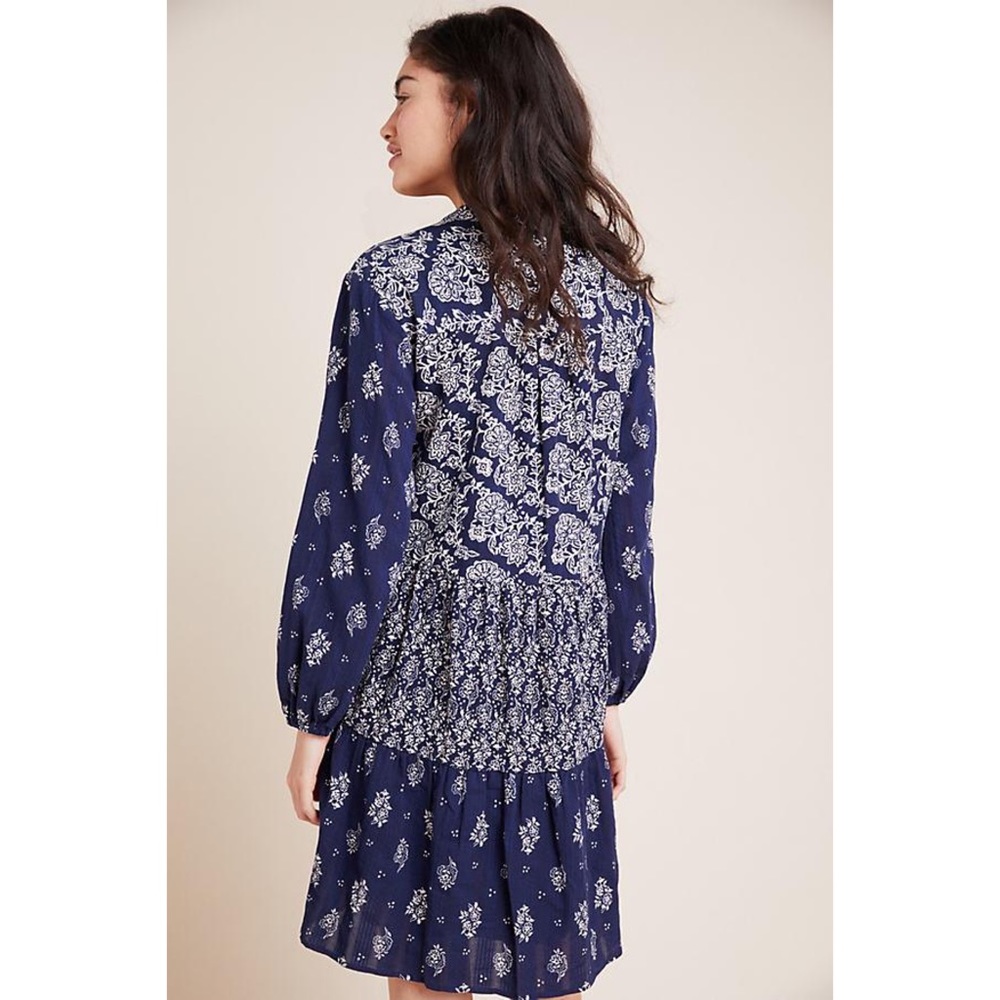 Maeve Carlita Tunic Dress Long Sleeves V Neck BOHO Floral Patchwork - Picture 4 of 12